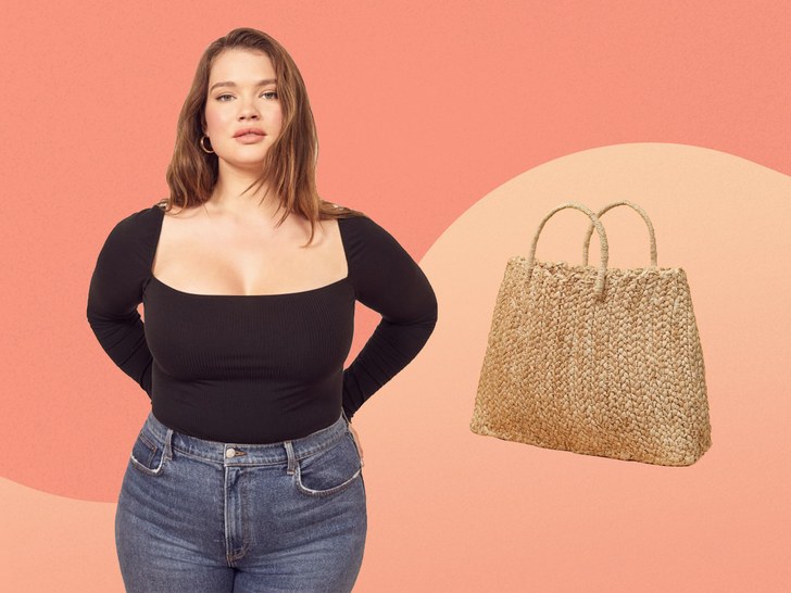 product image for Reformation;s bodysuit and straw tote