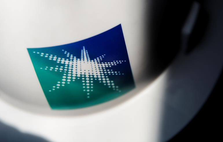 A helmet with logo of Saudi Aramco is pictured at the oil facility in Abqaiq, Saudi Arabia October 12, 2019. REUTERS/Maxim Shemetov