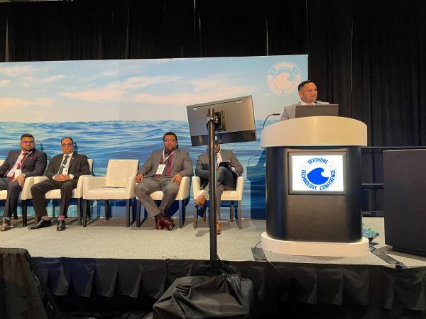 Guyana's Natural Resources Minister Bharrat speaks during the Offshore Technology Co<em></em>nference in Houston