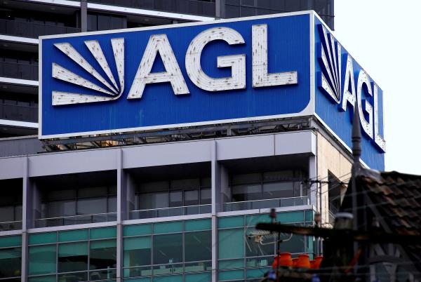 The logo of AGL Energy Ltd, Australia's no.2 power retailer, adorns the building of their head office in Sydney, Australia